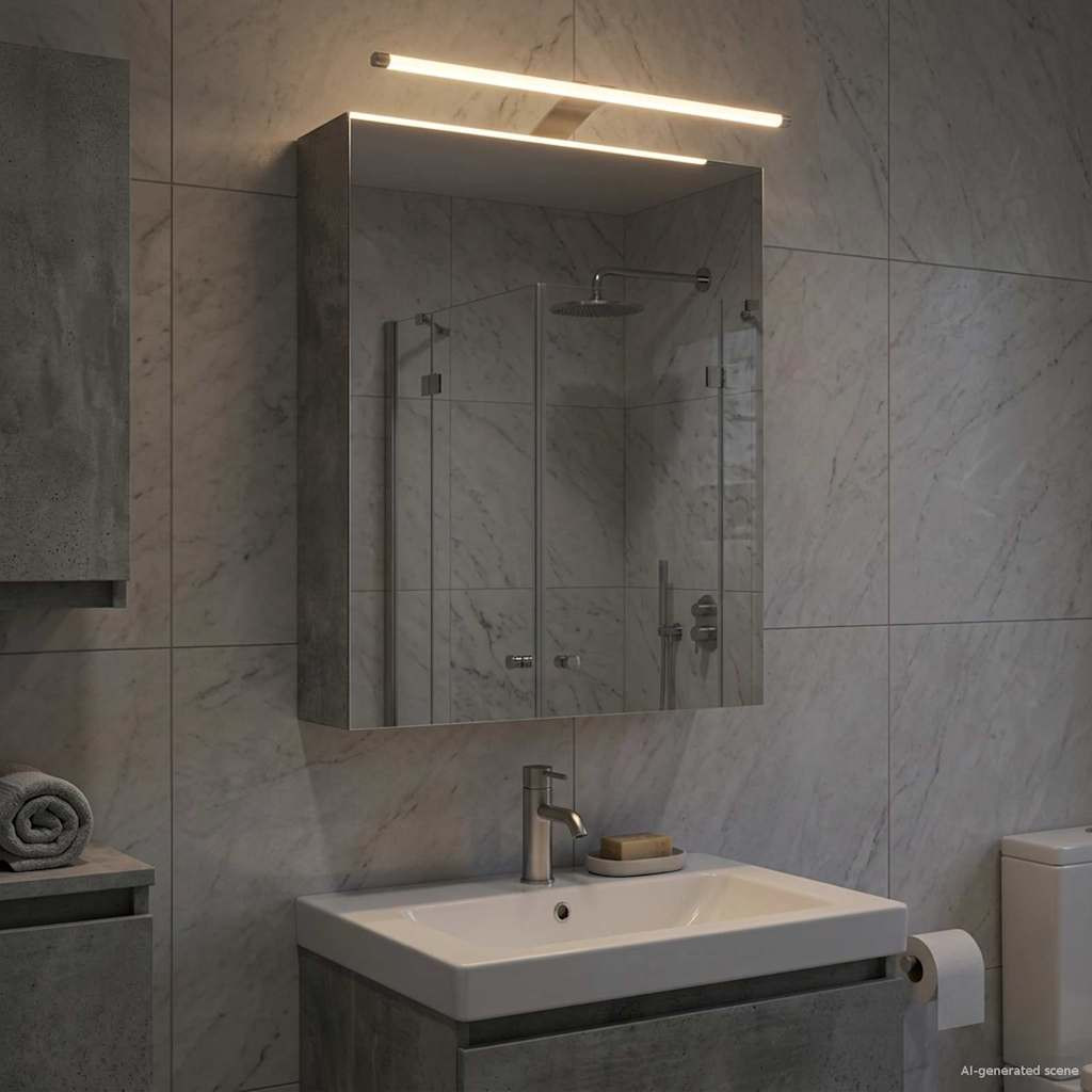 vidaXL Badezimmerspiegelschrank mit Regal Beton Grau 50 x 14,5 x 70 cm