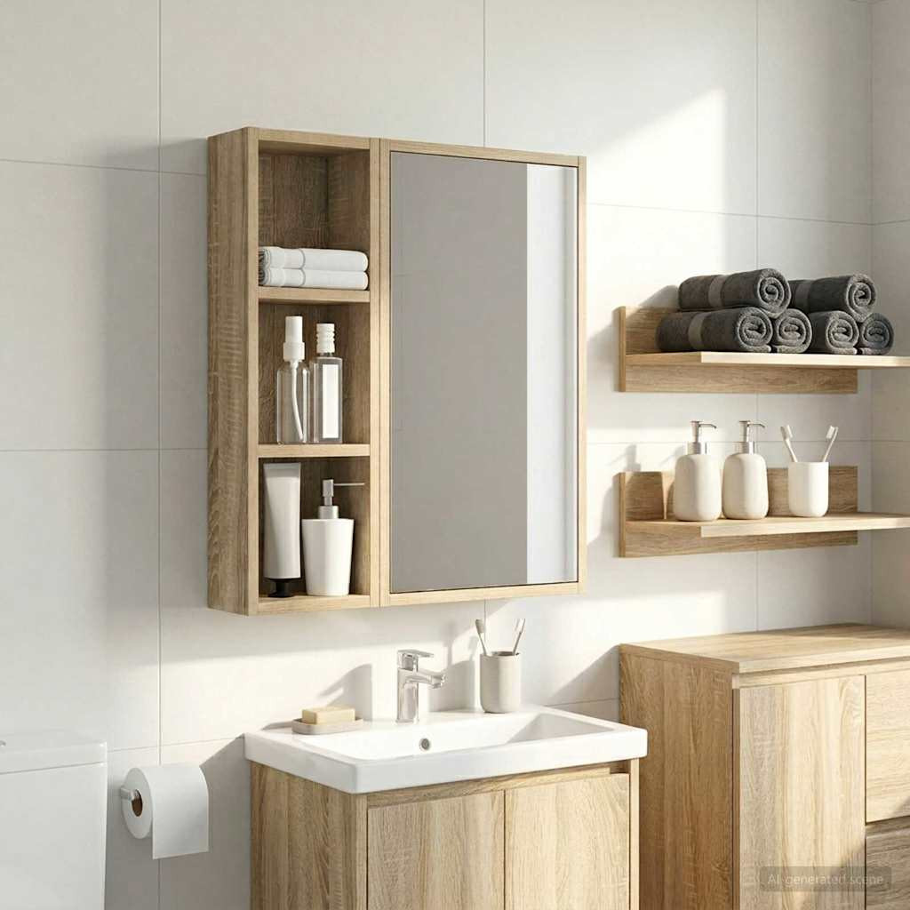vidaXL Badezimmer-Wandschrank mit Regal Sonoma-Eiche 20 x 10 x 60,5 cm