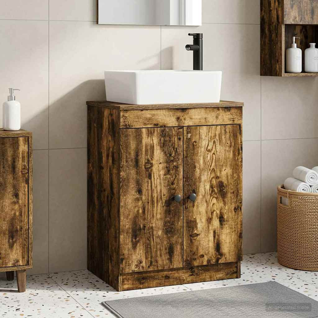 vidaXL Badezimmerschrank mit Waschbecken Geräucherte Eiche