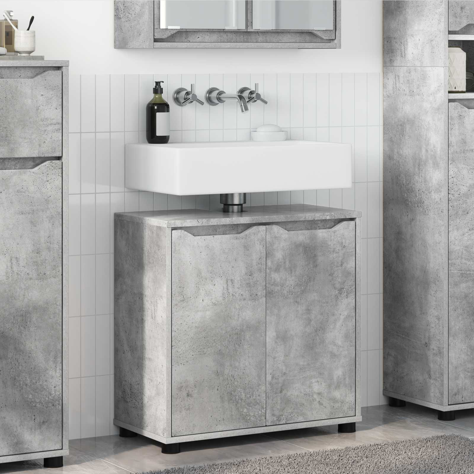vidaXL Badezimmerwaschbecken-Schrank Beton Grau 60 x 30 x 60 cm