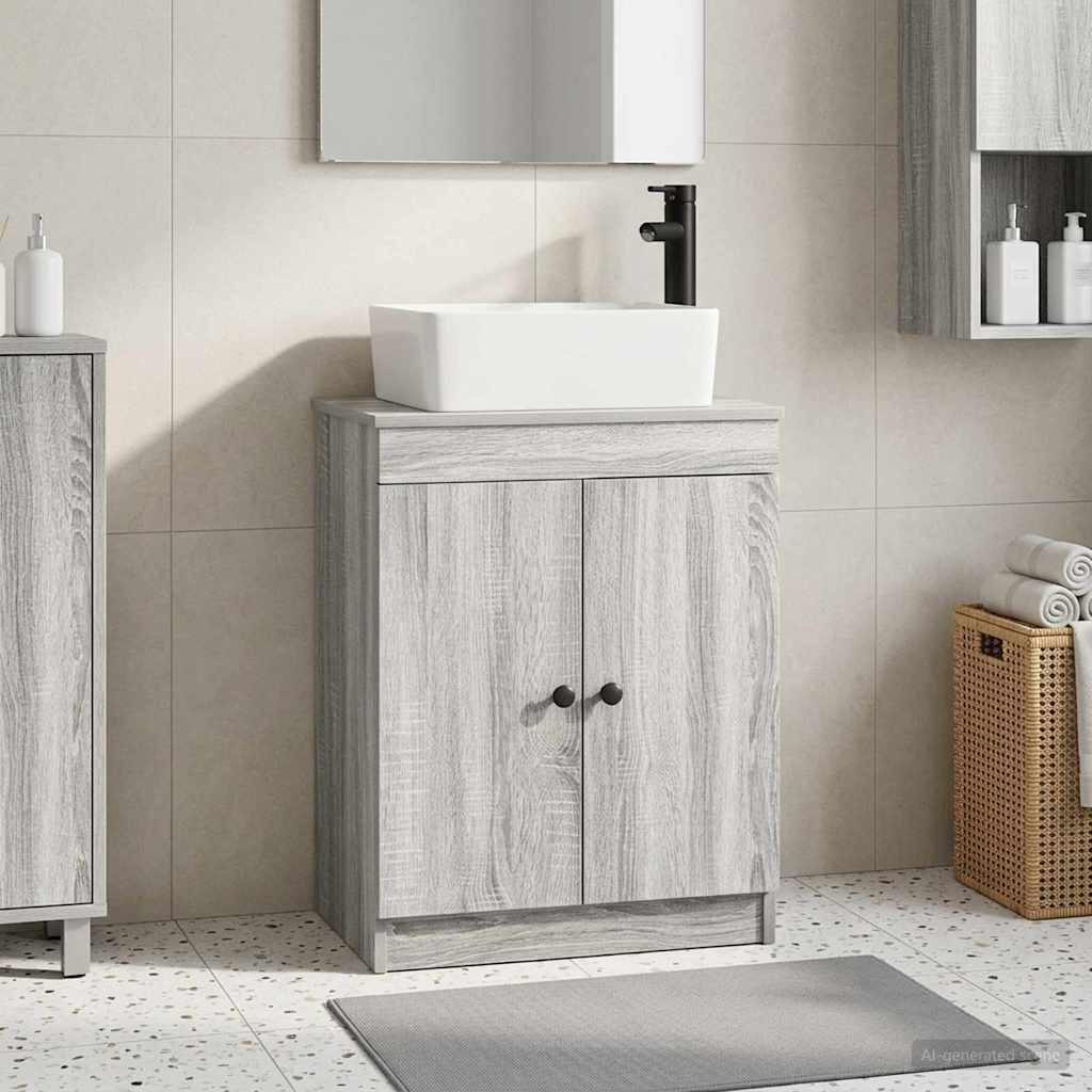 vidaXL Badezimmerschrank mit Waschbecken Grau Sonoma 54 x 35 x 83 cm