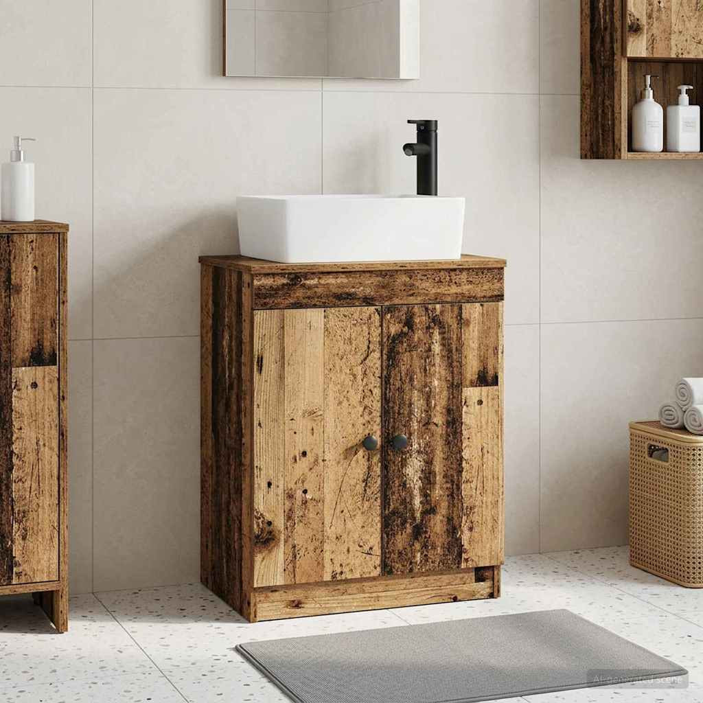 vidaXL Badezimmerschrank mit Waschbecken Altholz 54 x 35 x 83 cm