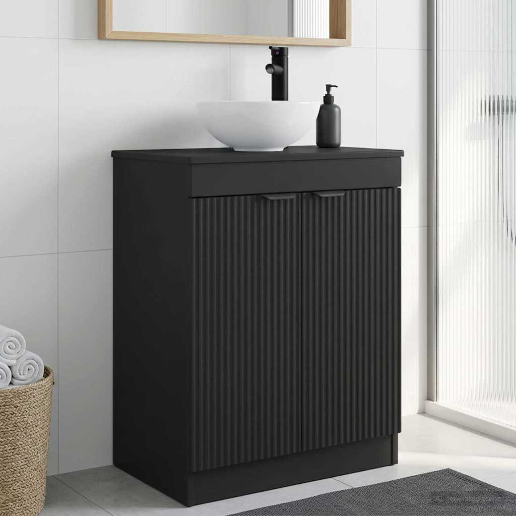 vidaXL Badezimmerschrank mit Waschbecken Schwarz 54 x 35 x 83 cm