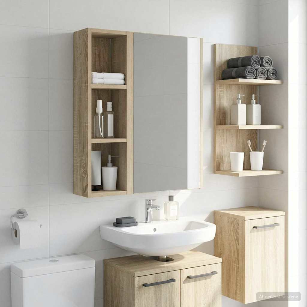 vidaXL Badezimmer-Wandschrank mit Regal Sonoma-Eiche 20 x 14 x 70 cm