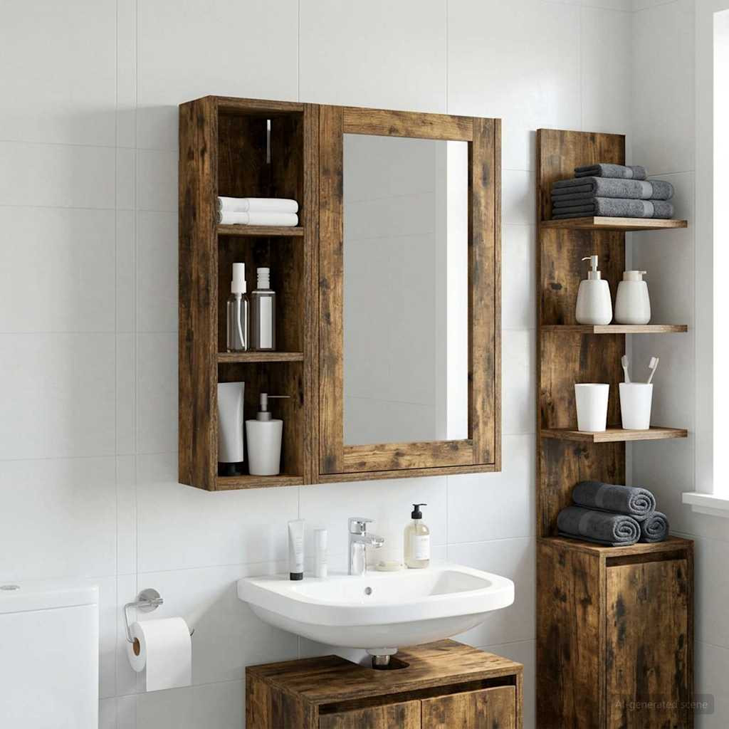 vidaXL Badezimmer-Wandschrank Geräucherte Eiche 20 x 14 x 70 cm