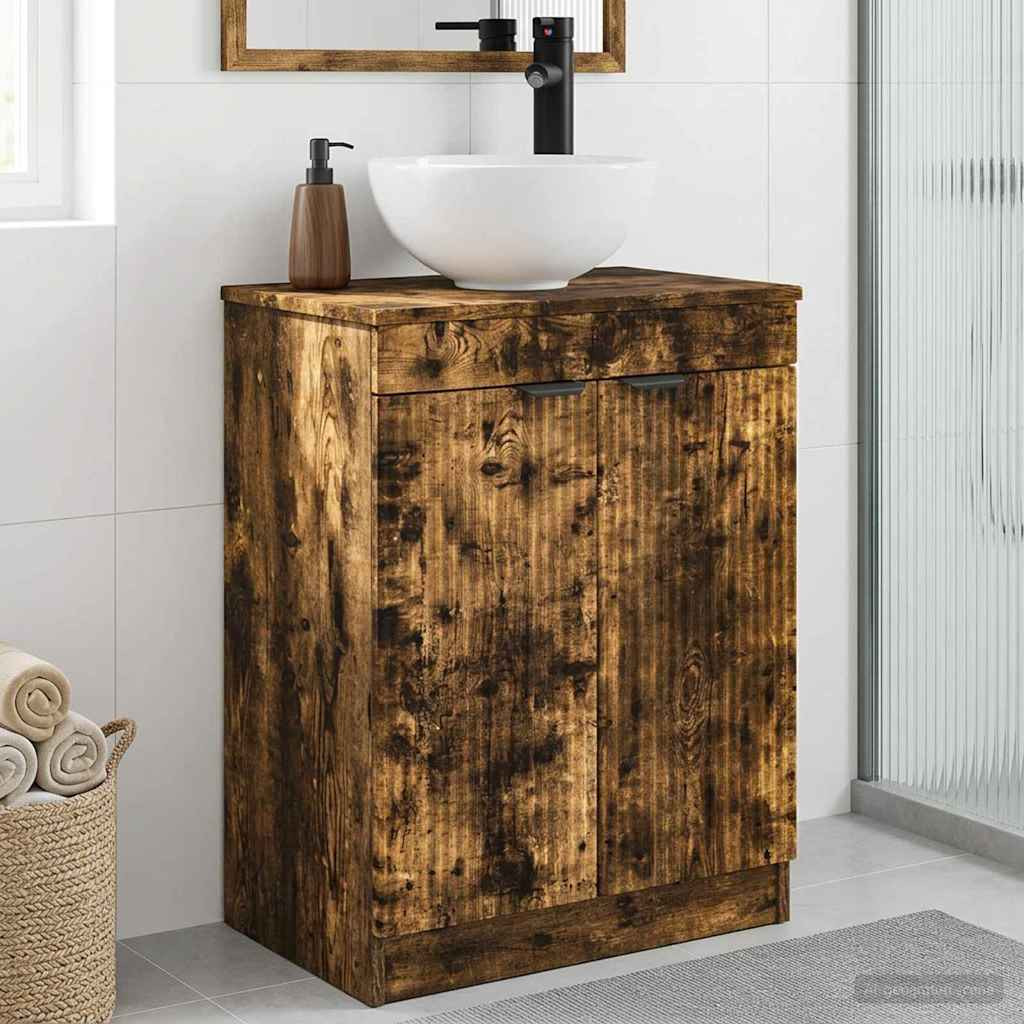 vidaXL Badezimmerschrank mit Waschbecken Geräucherte Eiche