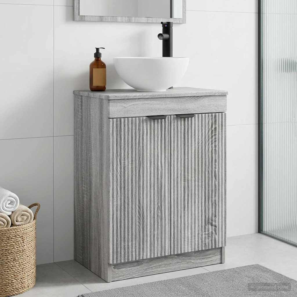 vidaXL Badezimmerschrank mit Waschbecken Grau Sonoma 54 x 35 x 83 cm