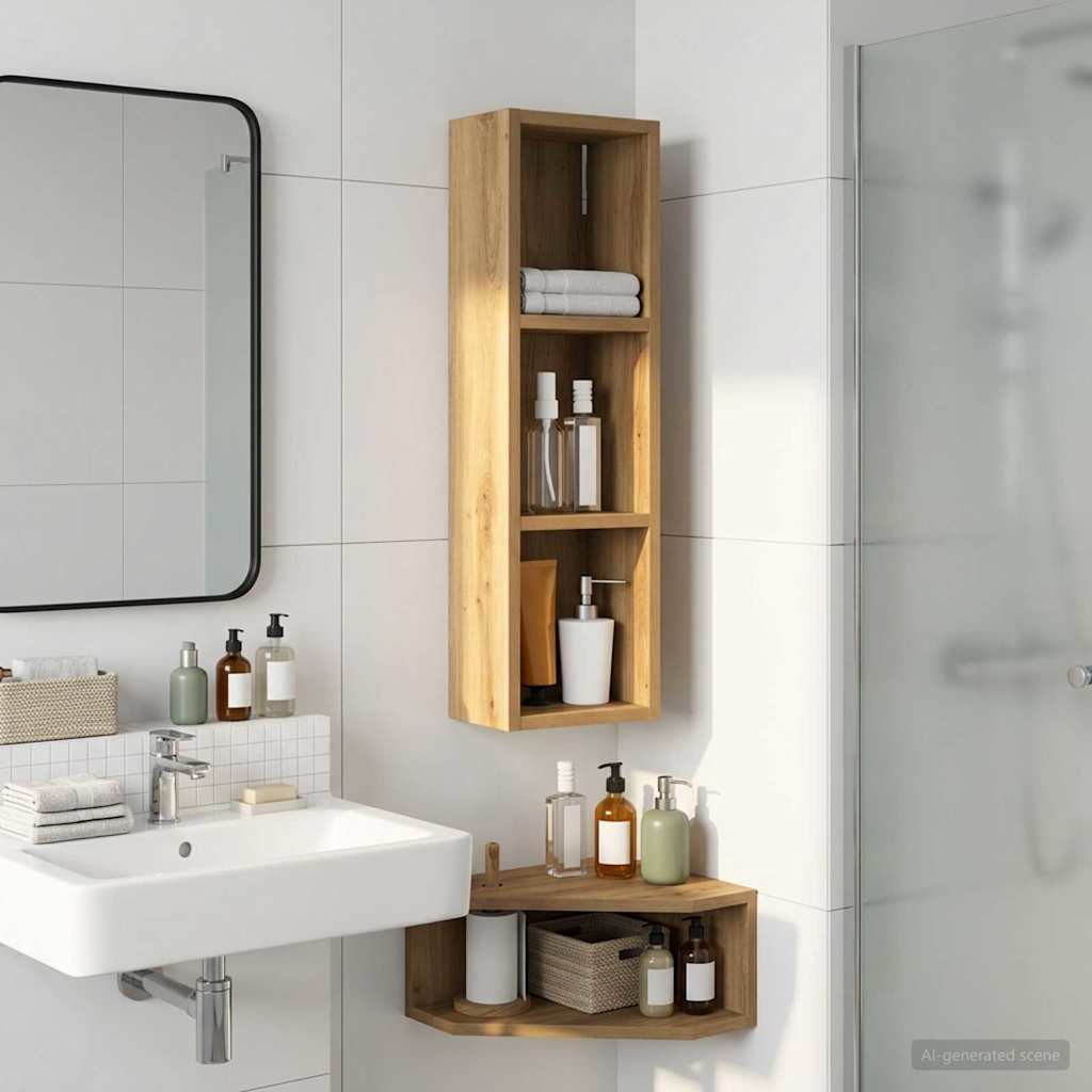vidaXL Badezimmer-Wandschrank Kunsthandwerk Eiche 20 x 14 x 70 cm