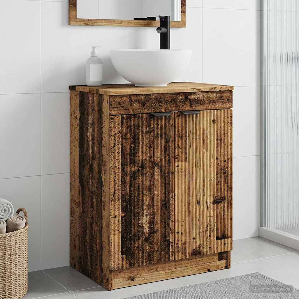 vidaXL Badezimmerschrank mit Waschbecken Altholz 54 x 35 x 83 cm