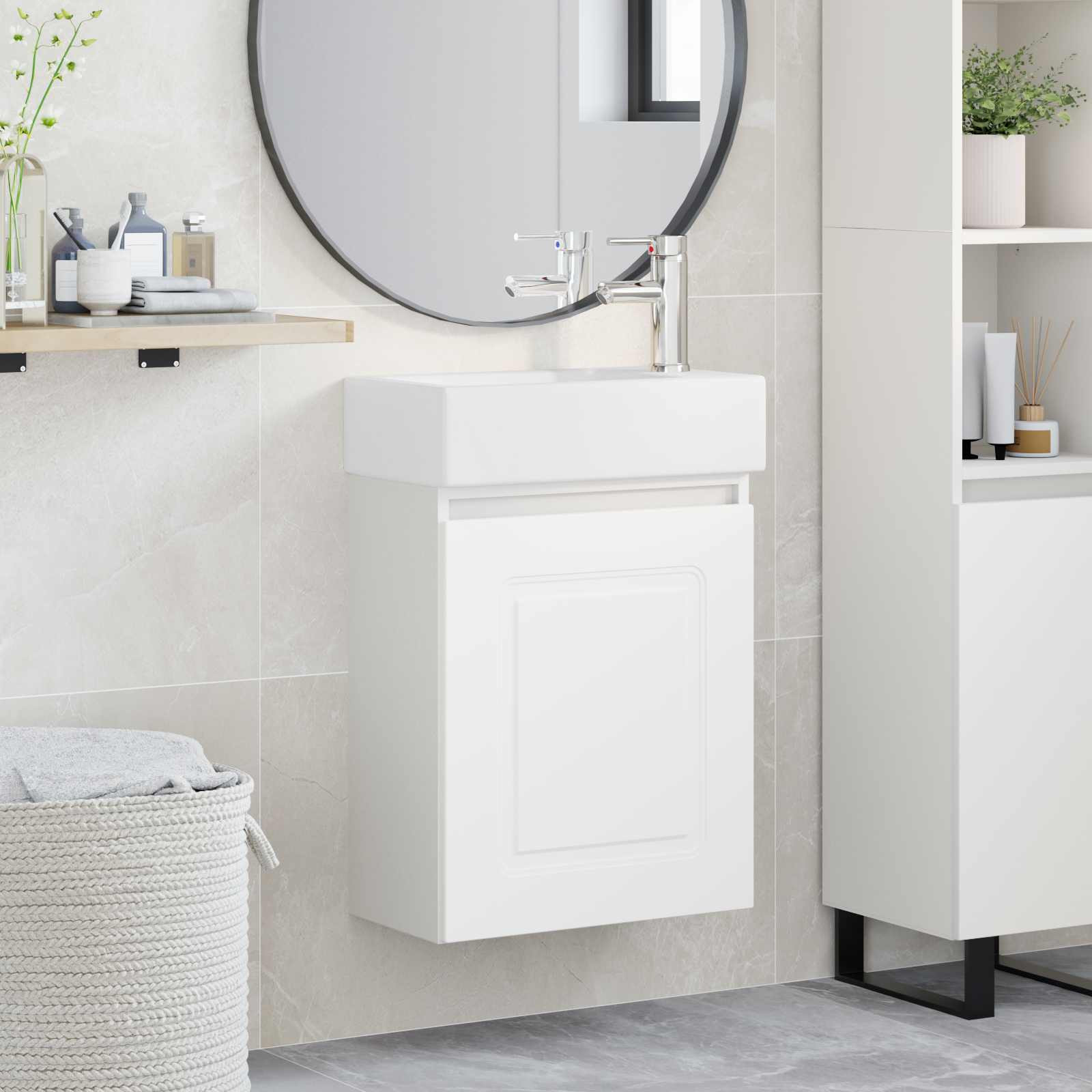 vidaXL Badezimmer Waschtischunterschrank mit Wasserhahn Weiß