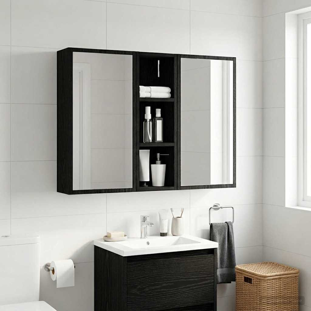 vidaXL Badezimmer-Wandschrank Schwarze Eiche 20 x 16 x 62,5 cm