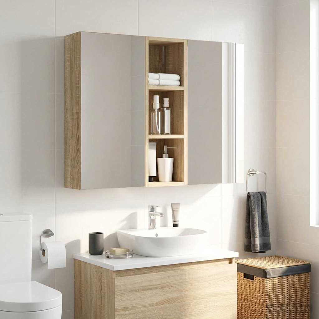 vidaXL Badezimmer-Wandschrank mit Regal Sonoma-Eiche 20 x 16 x 62,5 cm