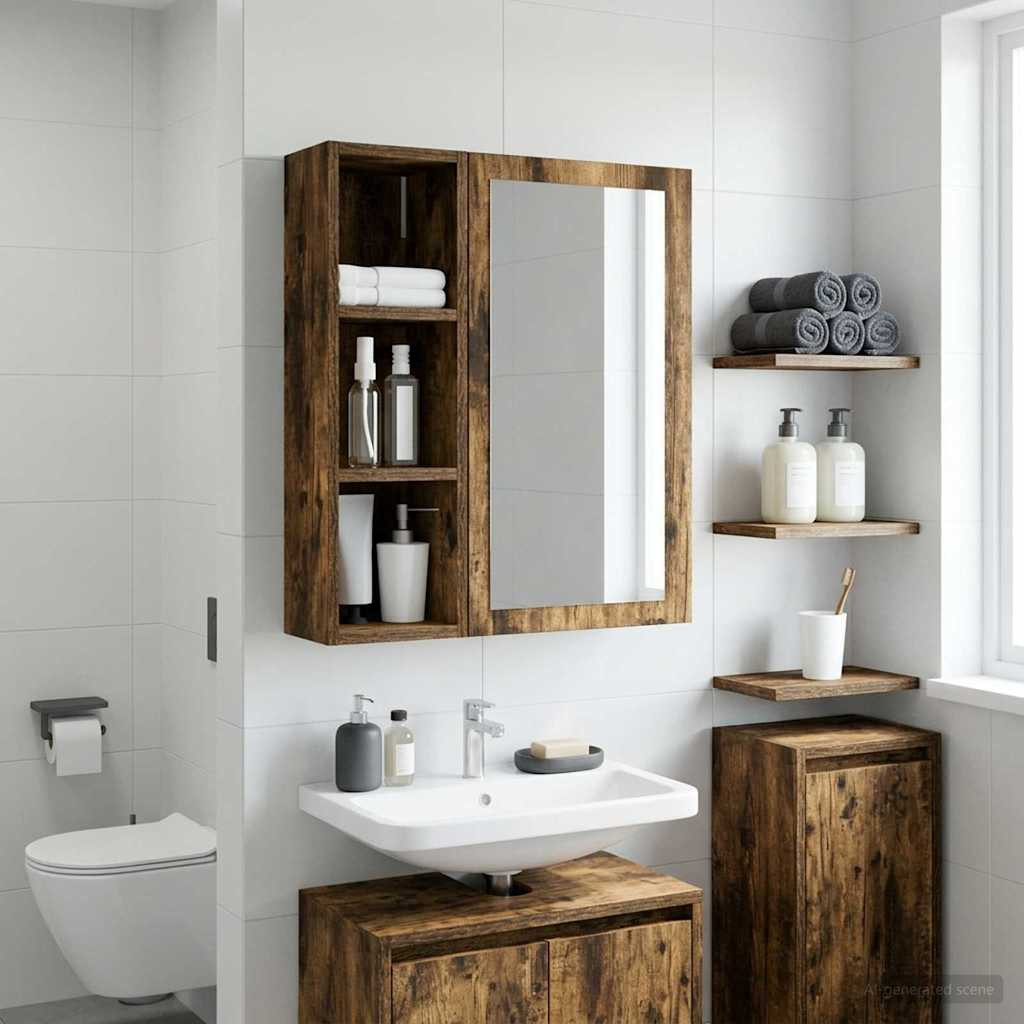 vidaXL Badezimmer-Wandschrank Geräucherte Eiche 20 x 16 x 62,5 cm