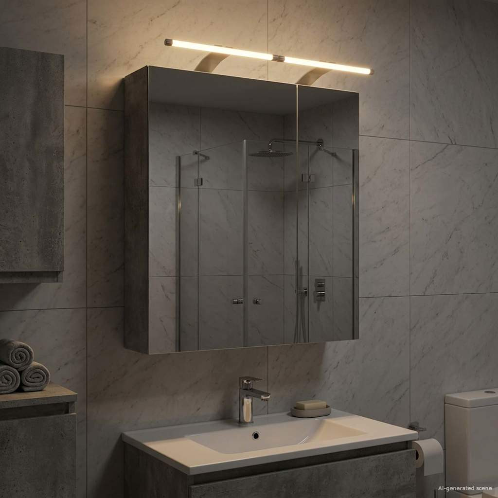 vidaXL Badezimmerspiegelschrank mit Regal Beton Grau 60 x 14,5 x 70 cm