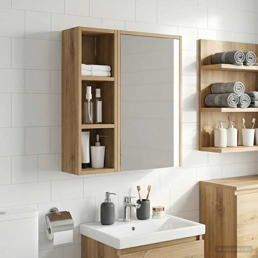 vidaXL Badezimmer-Wandschrank Kunsthandwerk Eiche 20 x 16 x 62,5 cm