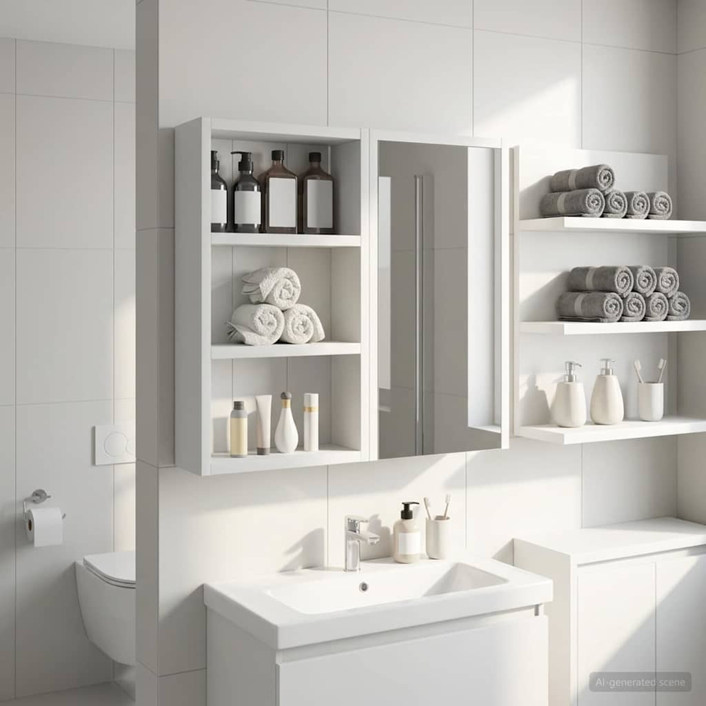 vidaXL Badezimmer-Wandschrank Weiß 30 x 10 x 50 cm Holzwerkstoff