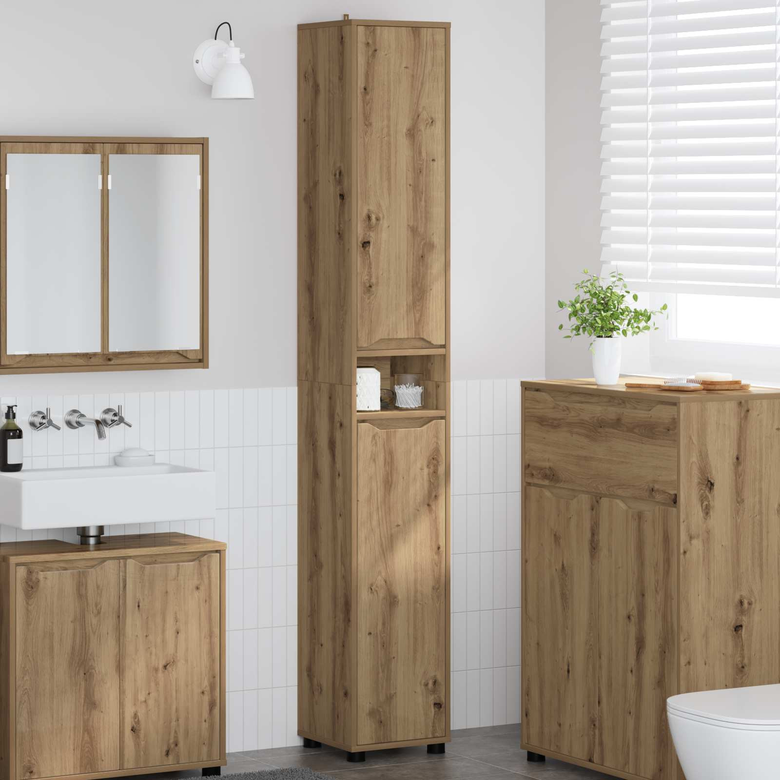 vidaXL Badezimmerschrank Artisan-Eiche 30,5 x 30 x 195 cm