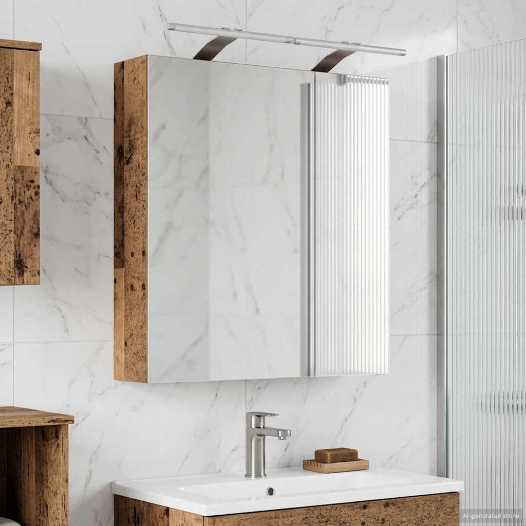 vidaXL Badezimmerspiegelschrank mit Regal Altholz 60 x 14,5 x 70 cm