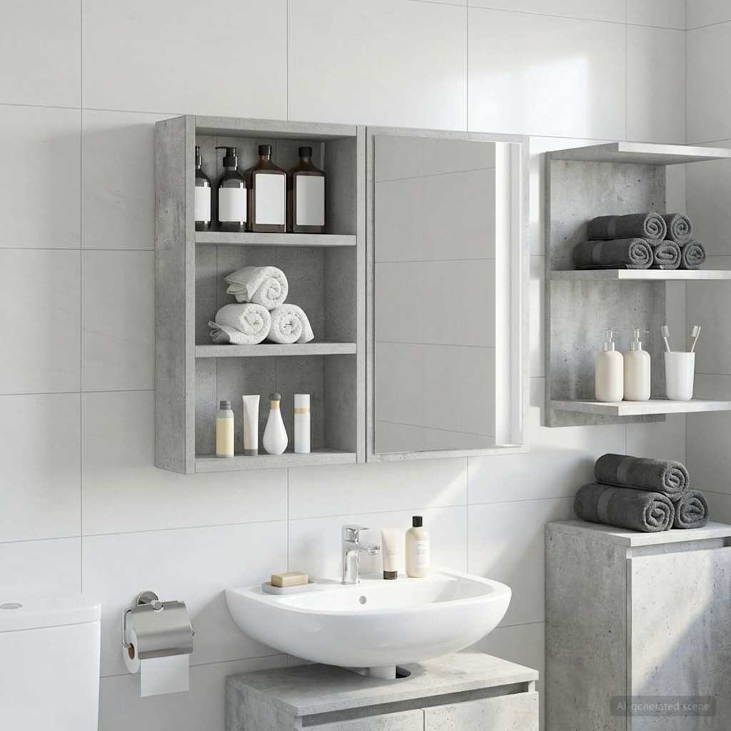 vidaXL Badezimmer-Wandschrank Betongrau 30 x 10 x 50 cm Holzwerkstoff