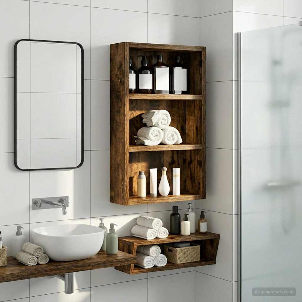 vidaXL Badezimmer-Wandschrank Geräucherte Eiche 30 x 10 x 50 cm