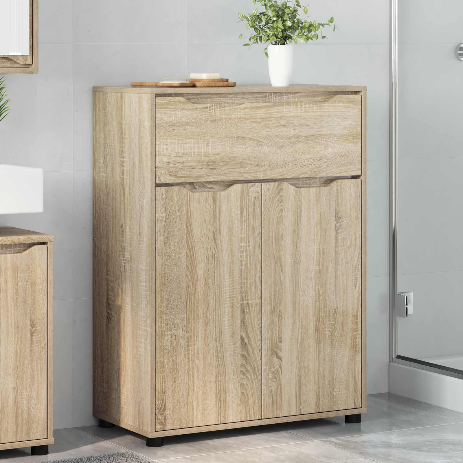 vidaXL Badezimmerschrank mit Regal Sonoma-Eiche 72,5 x 36,5 x 100 cm