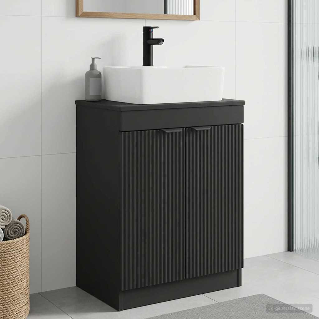 vidaXL Badezimmerschrank mit Waschbecken Schwarz 54 x 35 x 83 cm
