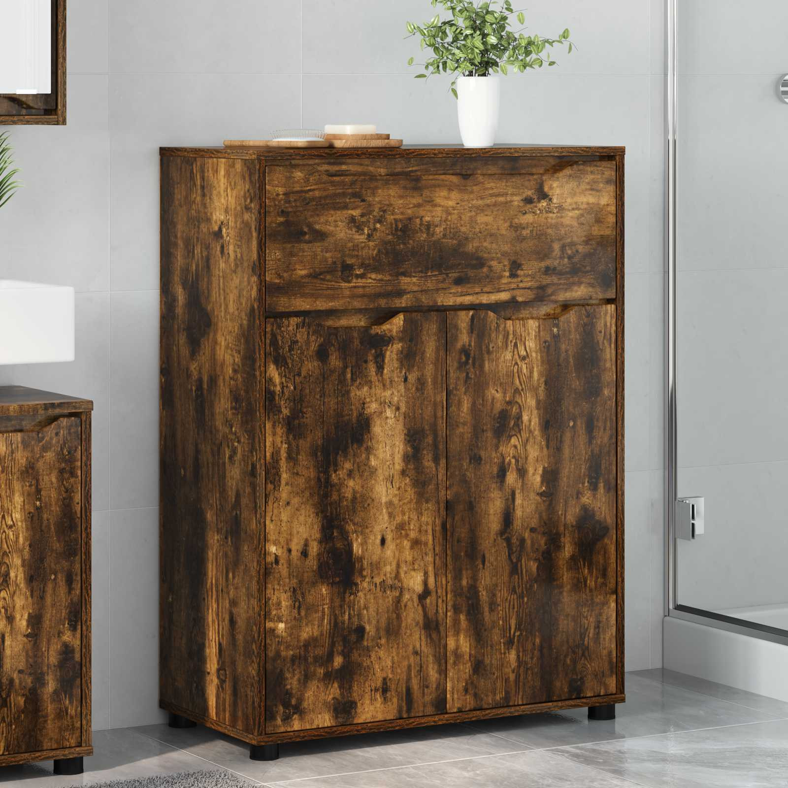 vidaXL Badezimmerschrank Geräucherte Eiche 72,5 x 36,5 x 100 cm