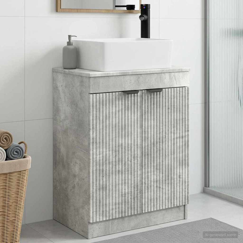vidaXL Badezimmerschrank mit Waschbecken Betongrau 54 x 35 x 83 cm