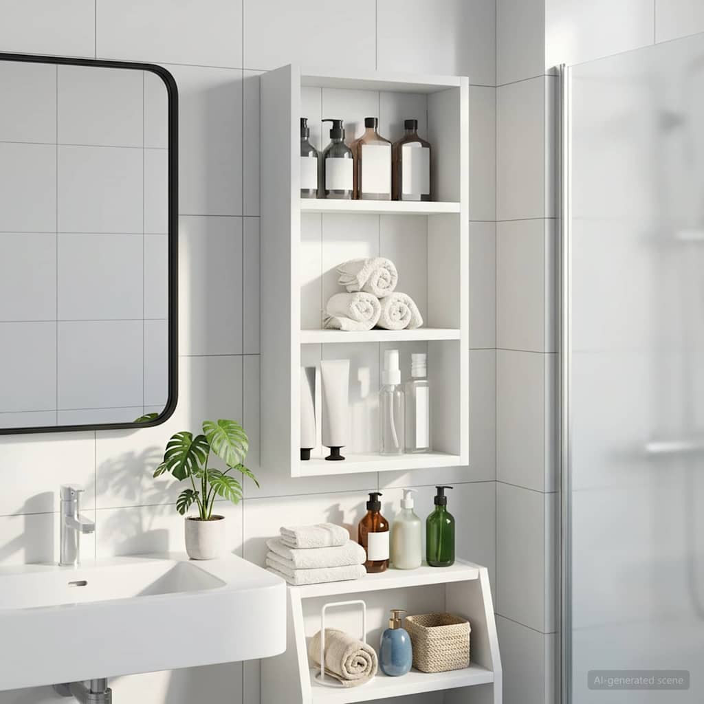 vidaXL Badezimmer-Wandschrank Weiß 30 x 10 x 60,5 cm Holzwerkstoff