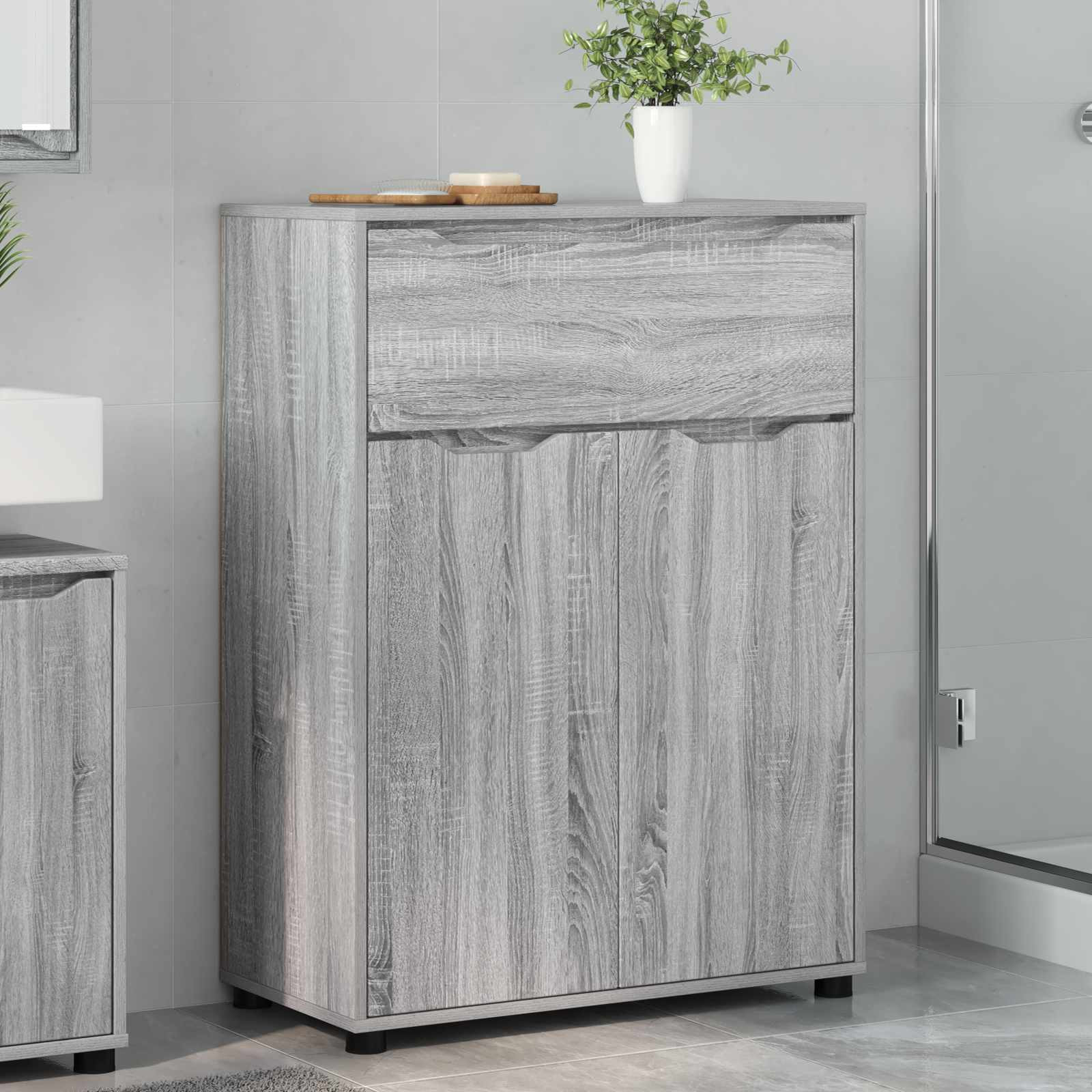 vidaXL Badezimmerschrank mit Regal Graues Sonoma 72,5 x 36,5 x 100 cm
