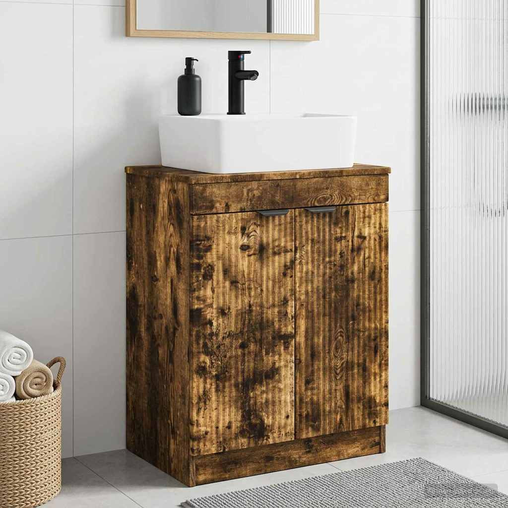 vidaXL Badezimmerschrank mit Waschbecken Geräucherte Eiche