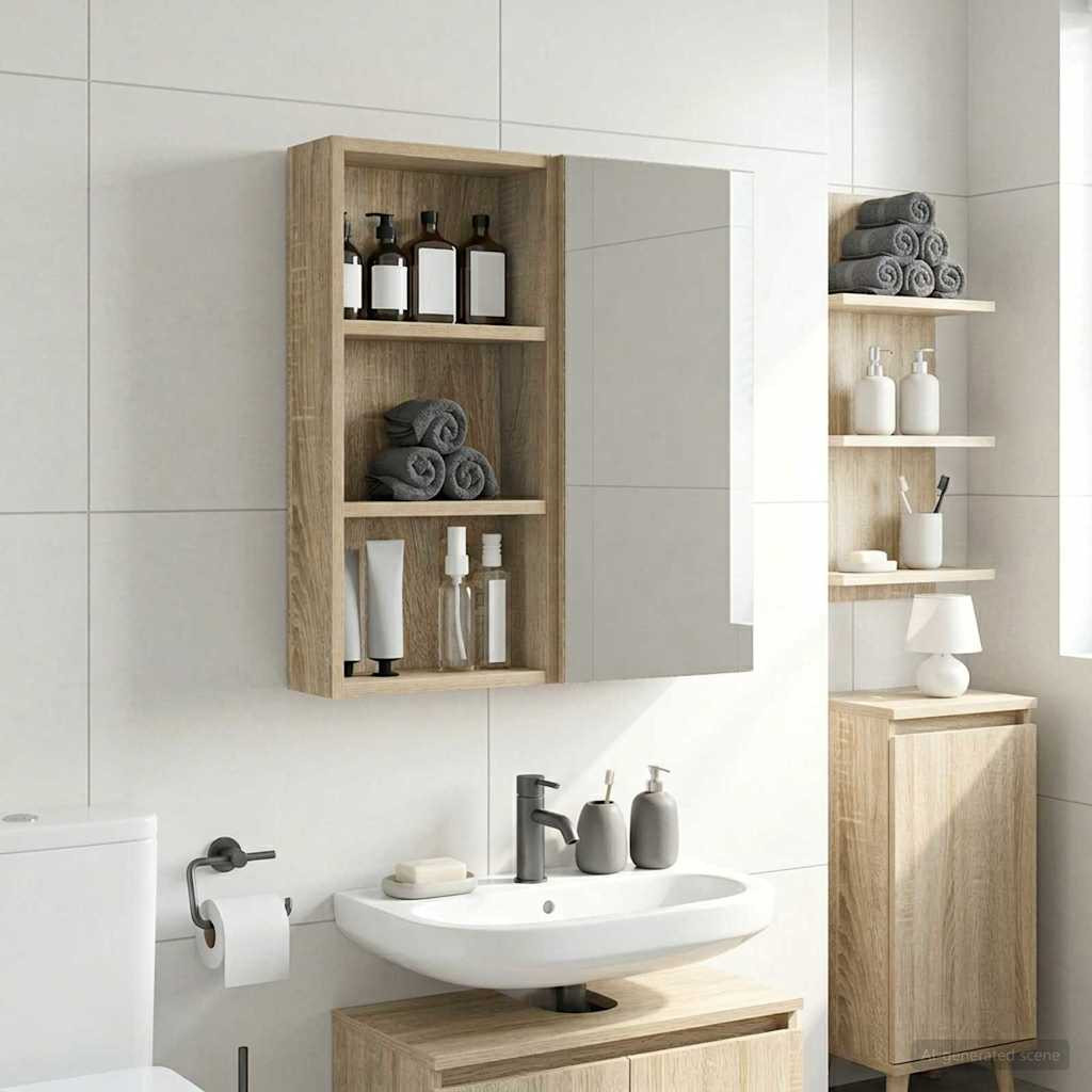 vidaXL Badezimmer-Wandschrank mit Regal Sonoma-Eiche 30 x 10 x 60,5 cm