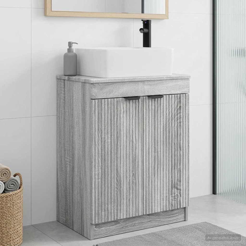 vidaXL Badezimmerschrank mit Waschbecken Grau Sonoma 54 x 35 x 83 cm