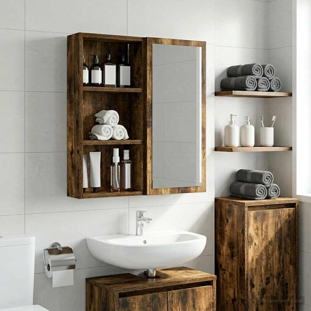 vidaXL Badezimmer-Wandschrank Geräucherte Eiche 30 x 10 x 60,5 cm