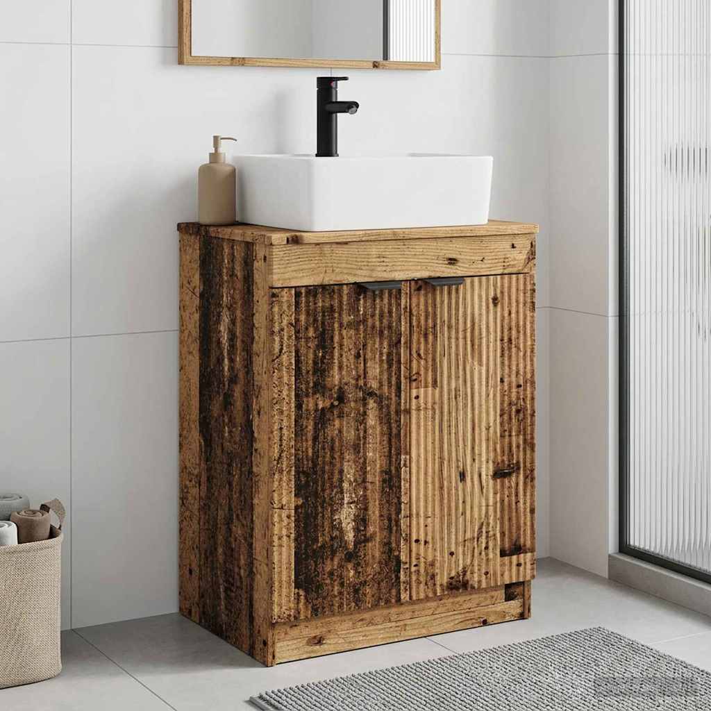 vidaXL Badezimmerschrank mit Waschbecken Altholz 54 x 35 x 83 cm