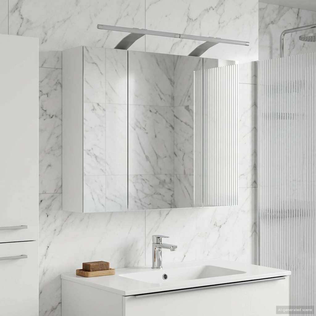 vidaXL Badezimmerspiegelschrank Weiß 60 x 14,5 x 50 cm Holzwerkstoff