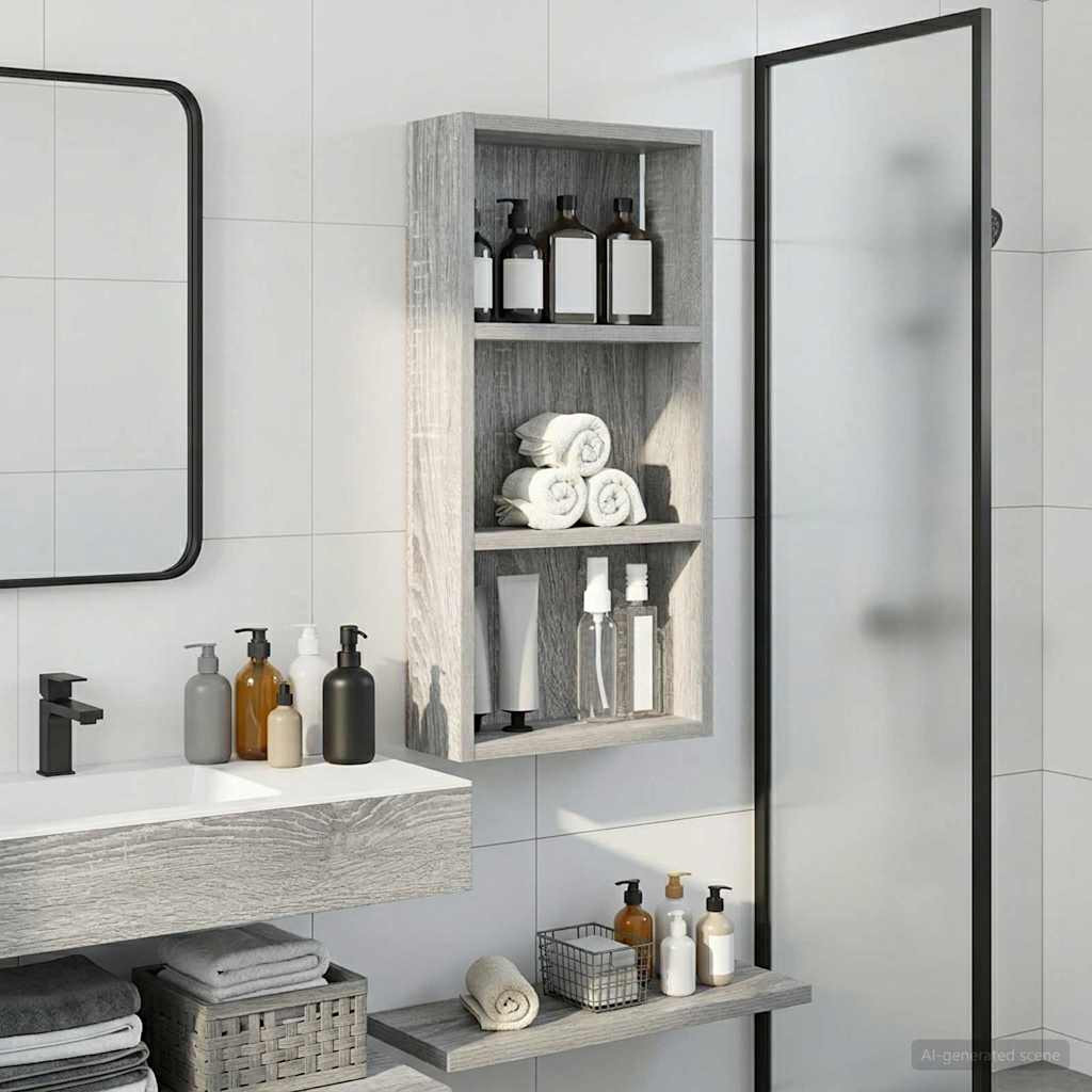 vidaXL Badezimmer-Wandschrank Graues Sonoma 30 x 10 x 60,5 cm