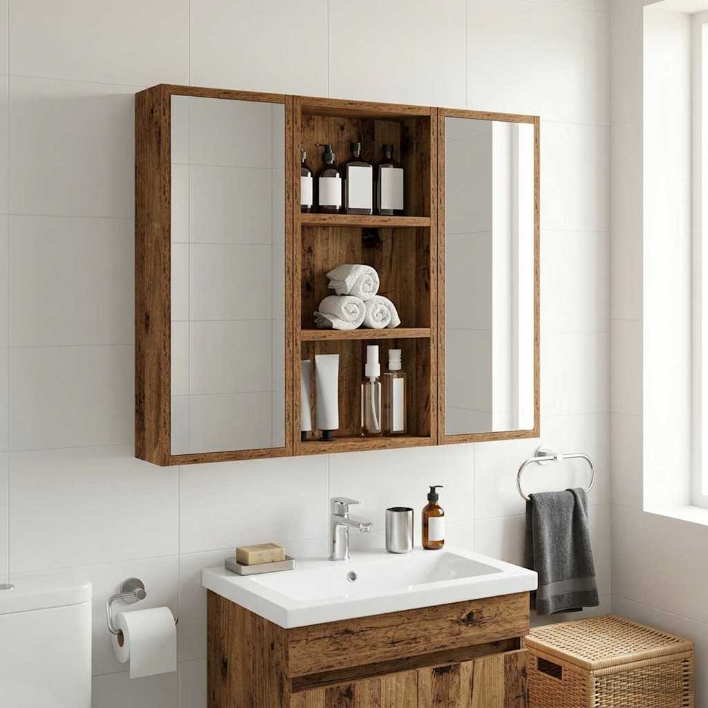 vidaXL Badezimmer-Wandschrank Altholz 30 x 10 x 60,5 cm Holzwerkstoff