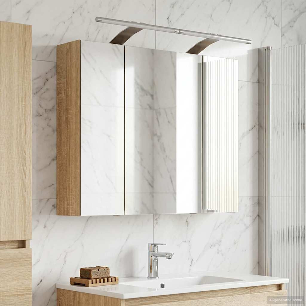 vidaXL Badezimmerspiegelschrank Sonoma-Eiche 60 x 14,5 x 50 cm