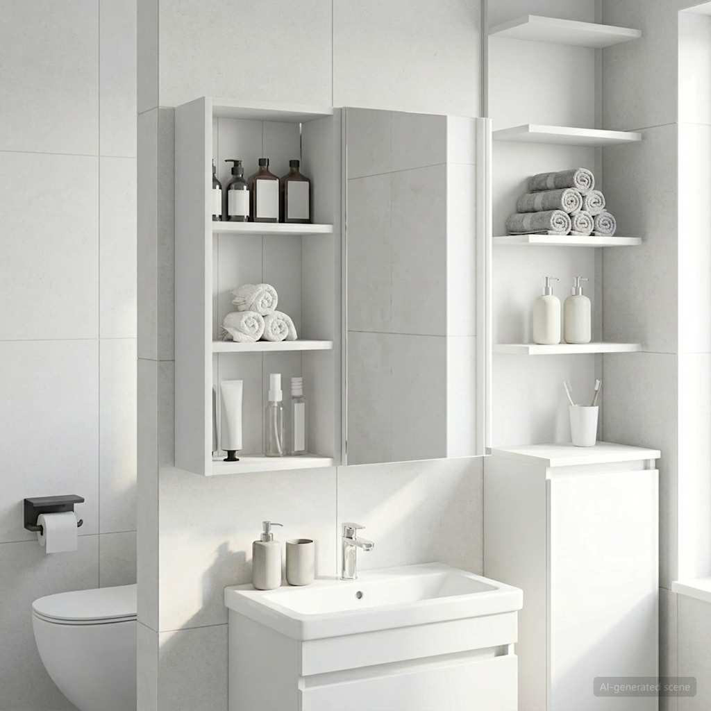 vidaXL Badezimmer-Wandschrank Weiß 30 x 14 x 70 cm Holzwerkstoff