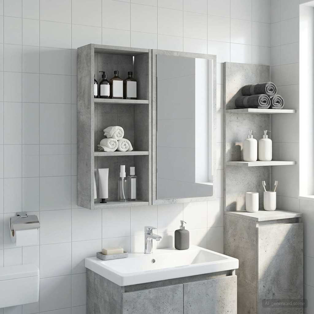 vidaXL Badezimmer-Wandschrank Betongrau 30 x 14 x 70 cm Holzwerkstoff