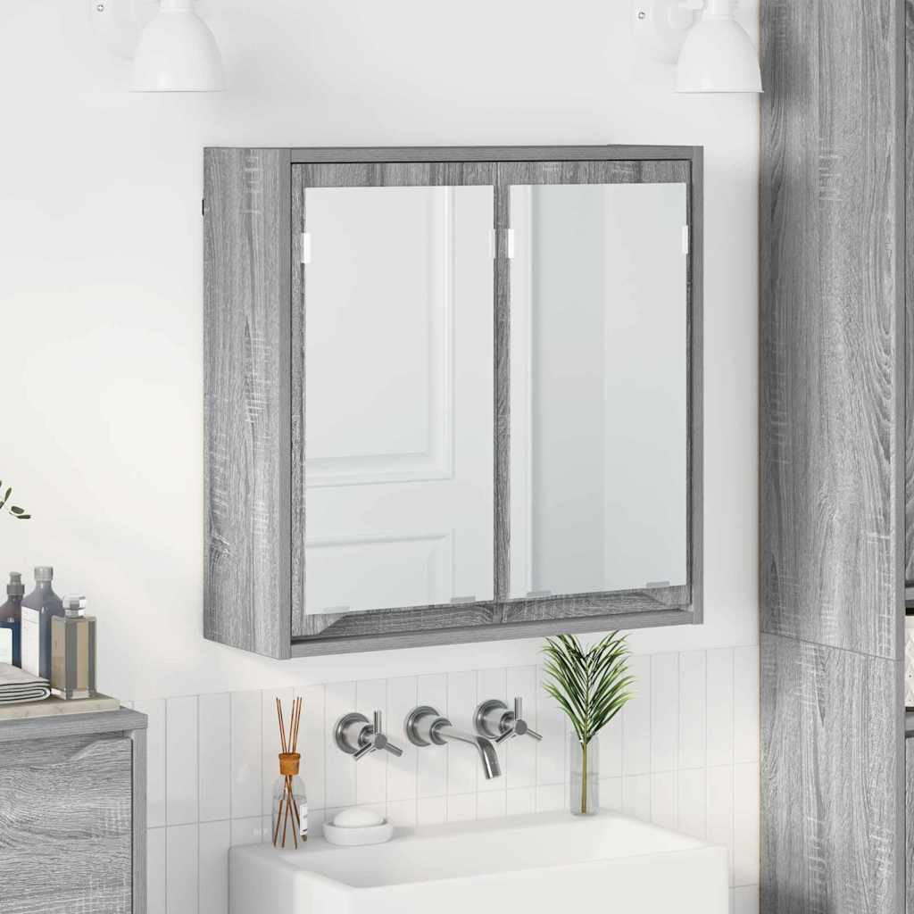 vidaXL Badezimmerspiegelschrank mit Tür Graues Sonoma 60 x 20 x 60 cm