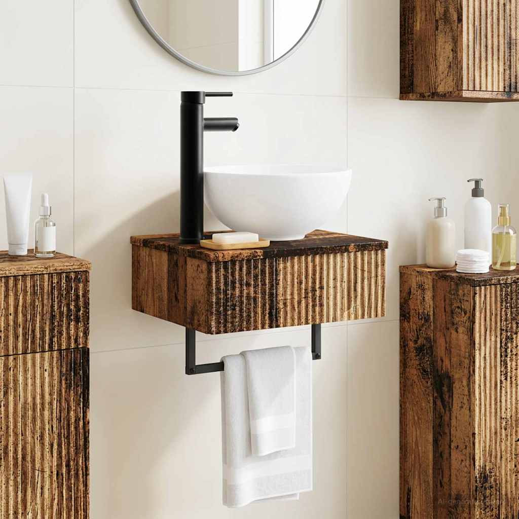 vidaXL Wandmontiertes Waschbecken Altholz 40 x 35 x 39 cm