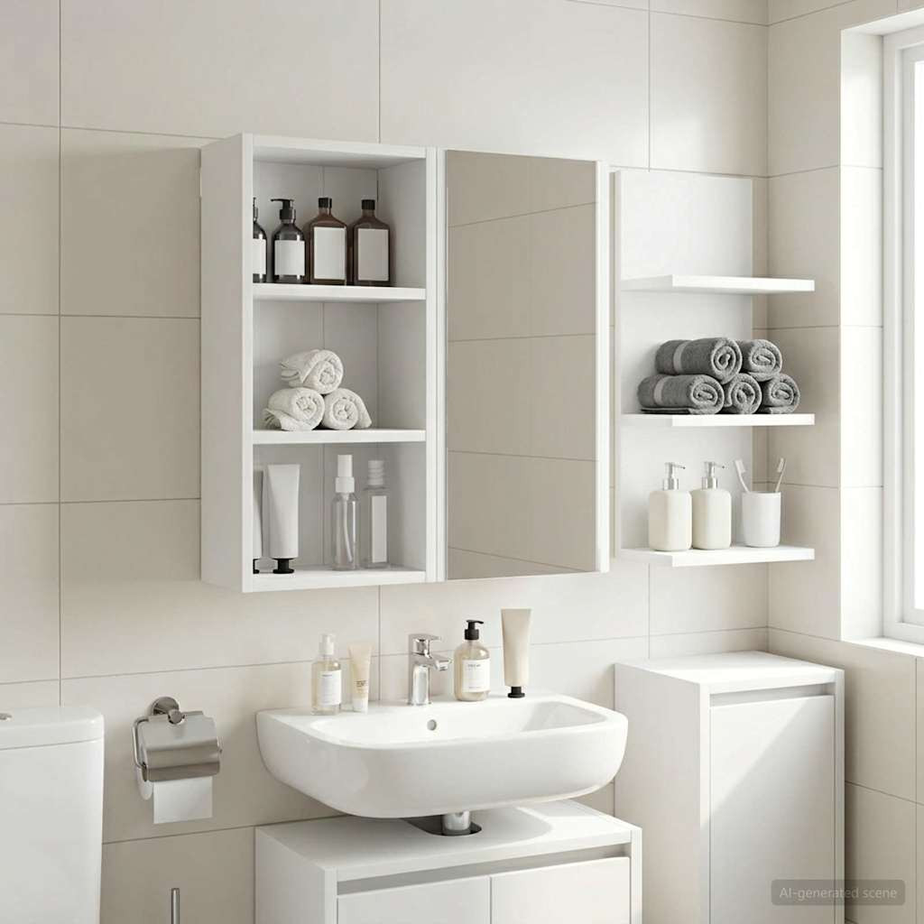 vidaXL Badezimmer-Wandschrank Weiß 30 x 16 x 62,5 cm Holzwerkstoff