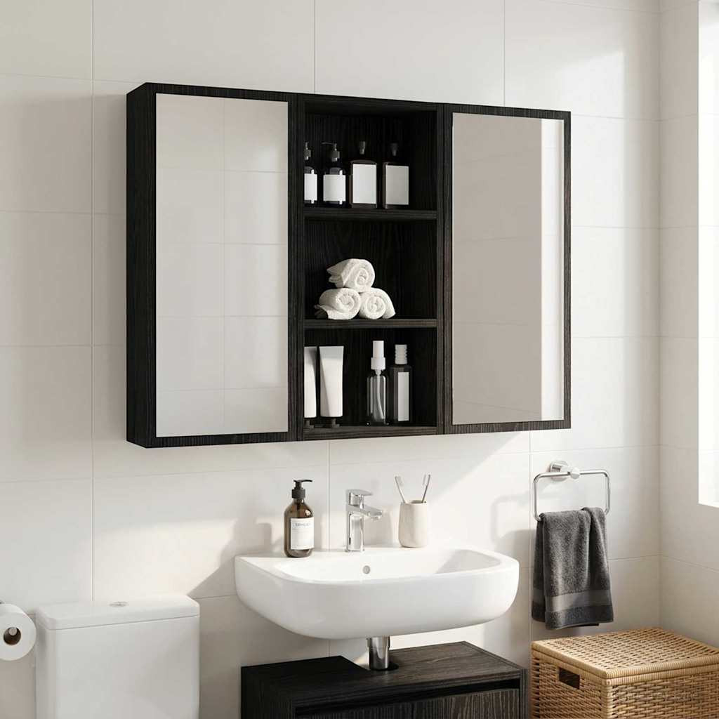 vidaXL Badezimmer-Wandschrank Schwarze Eiche 30 x 16 x 62,5 cm