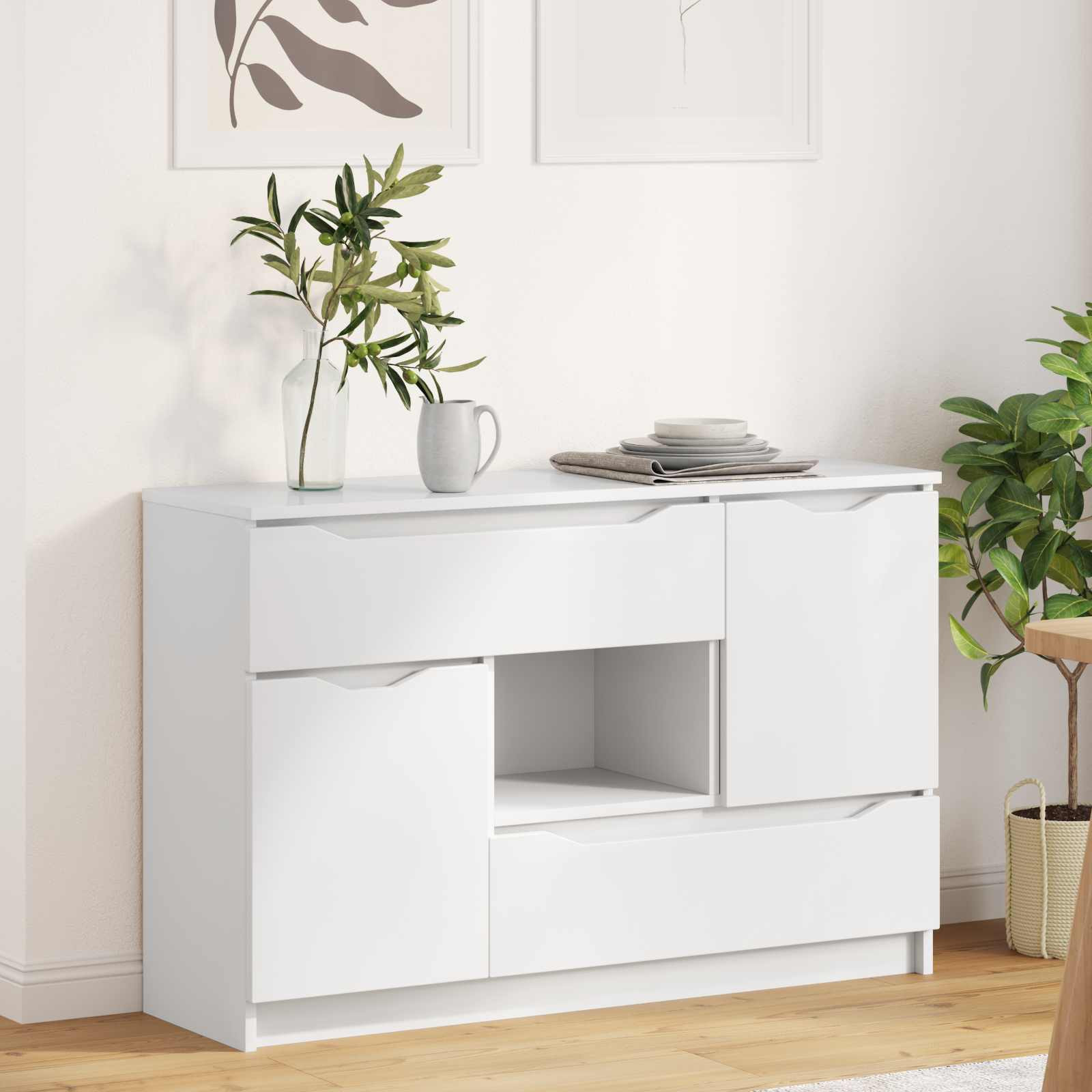 vidaXL Sideboard mit Schubladen Weiß 100 x 30 x 65,6 Holzwerkstoff