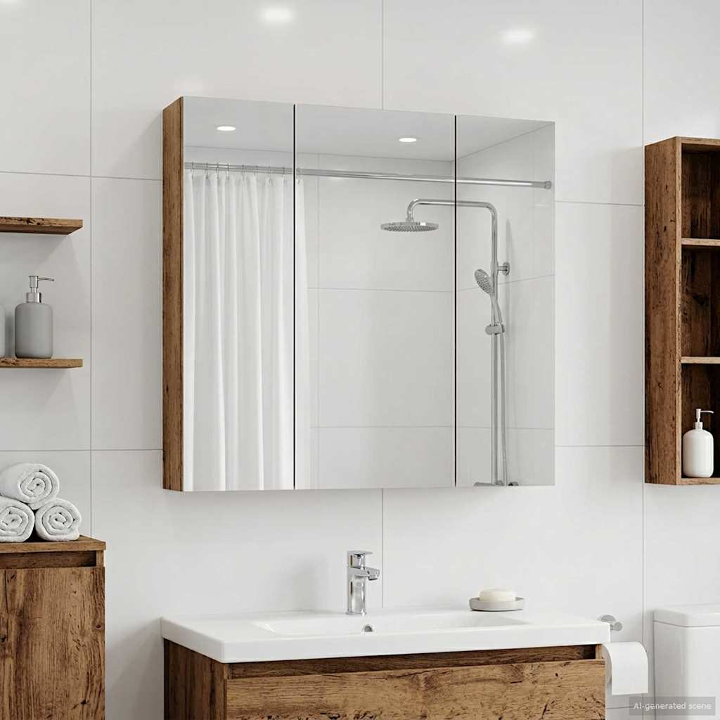 vidaXL Badezimmerspiegelschrank Altholz 70 x 14,5 x 70 cm