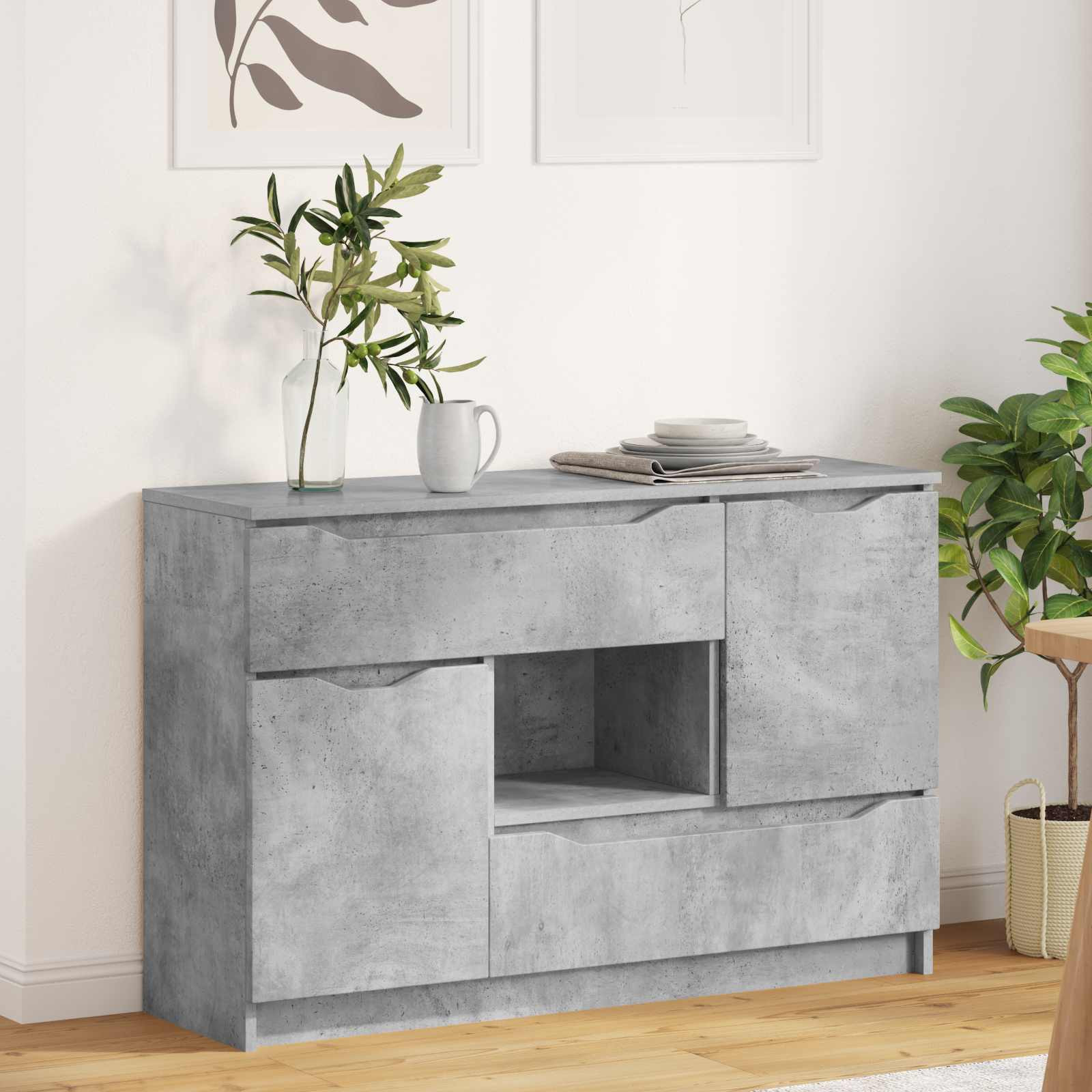 vidaXL Sideboard Beton Grau 100 x 30 x 65,6 Holzwerkstoff