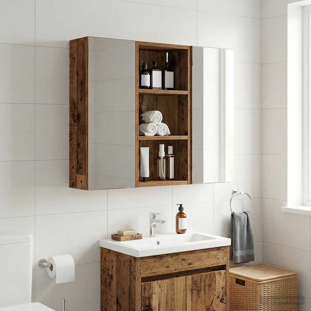 vidaXL Badezimmer-Wandschrank Altholz 30 x 16 x 62,5 cm Holzwerkstoff