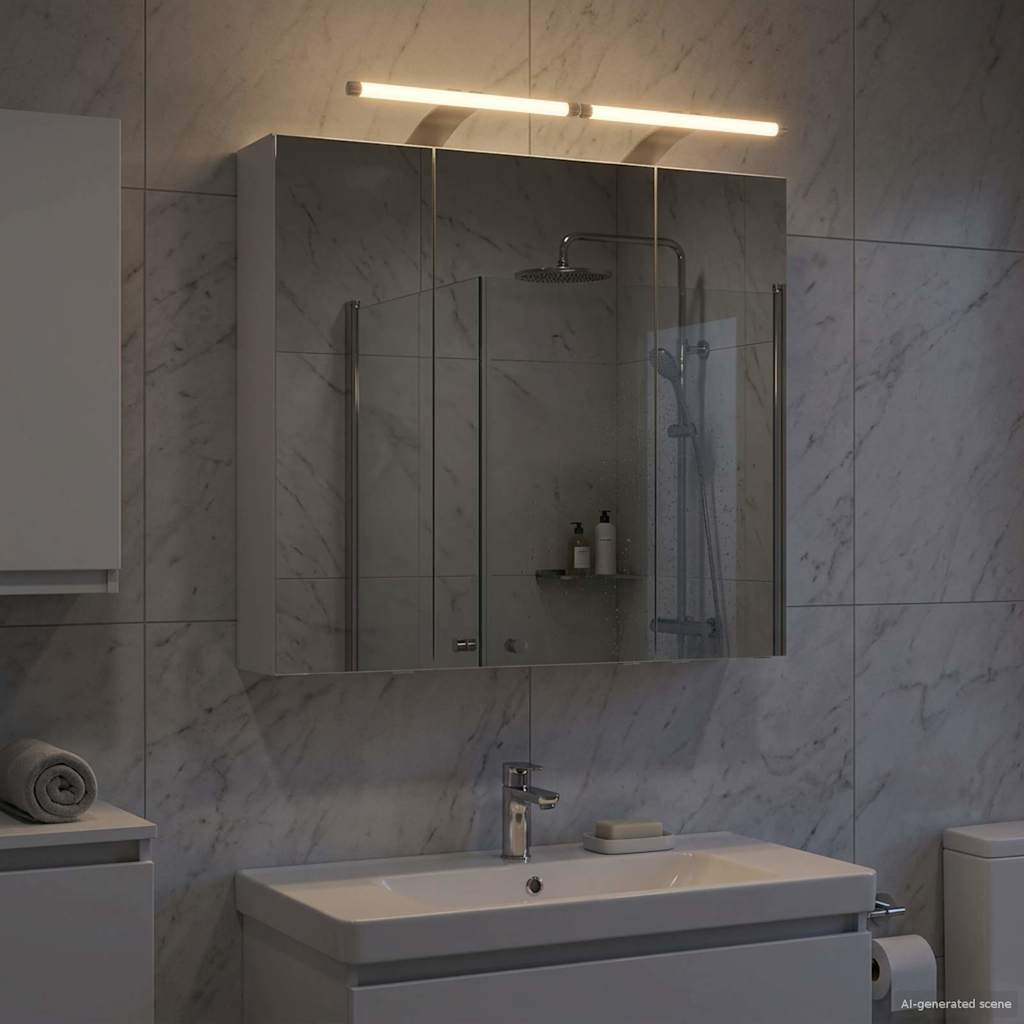 vidaXL Badezimmerspiegelschrank Weiß 70 x 14,5 x 70 cm Holzwerkstoff
